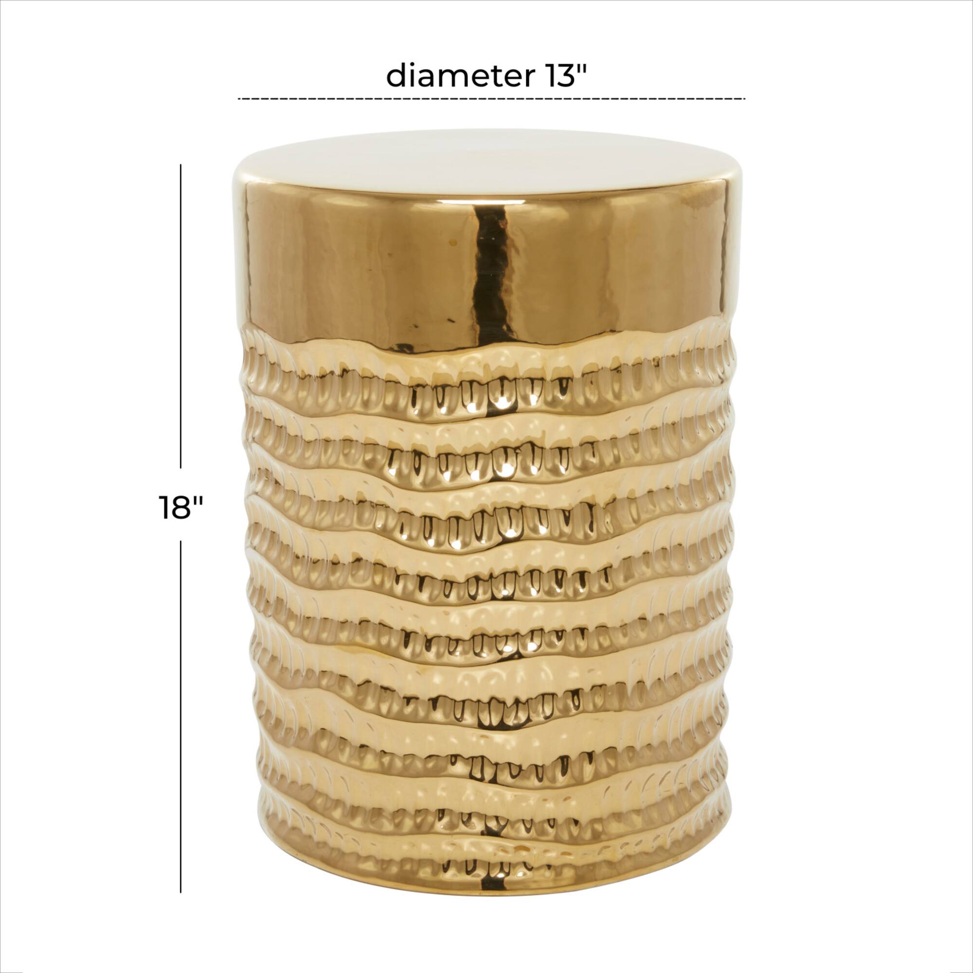 18" Gold Stoneware Glam Accent Table